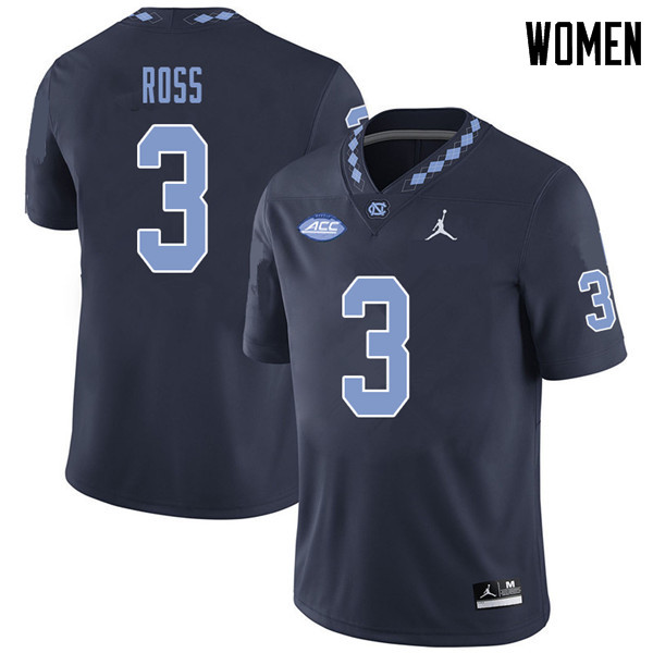 Jordan Brand Women #3 Dominique Ross North Carolina Tar Heels College Football Jerseys Sale-Navy